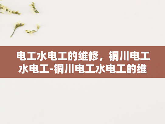 电工水电工的维修，铜川电工水电工-铜川电工水电工的维修服务