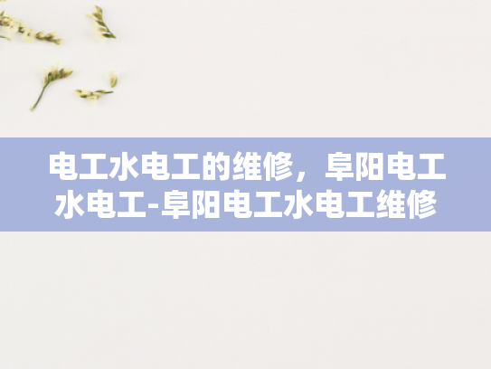 电工水电工的维修，阜阳电工水电工-阜阳电工水电工维修服务的重要性