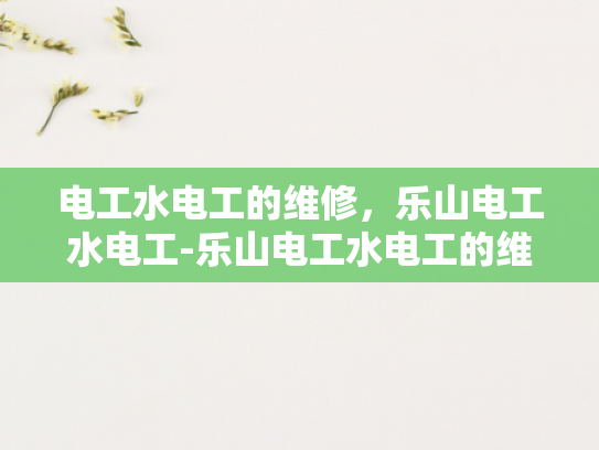电工水电工的维修，乐山电工水电工-乐山电工水电工的维修服务