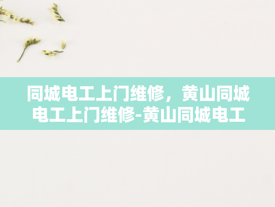 同城电工上门维修，黄山同城电工上门维修-黄山同城电工上门维修服务，快速响应，专业保障