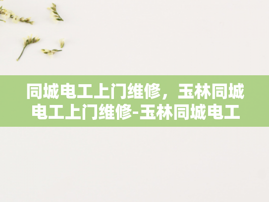 同城电工上门维修，玉林同城电工上门维修-玉林同城电工上门维修服务，便捷与专业并重