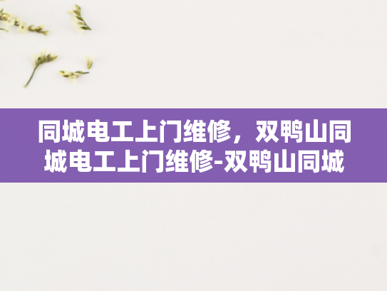 同城电工上门维修，双鸭山同城电工上门维修-双鸭山同城电工上门维修服务，您的家的安全守护者