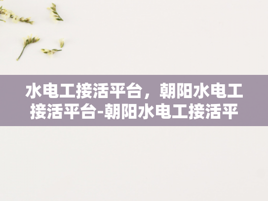 水电工接活平台，朝阳水电工接活平台-朝阳水电工接活平台，打造高效、便捷的水电维修服务新生态