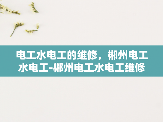 电工水电工的维修，郴州电工水电工-郴州电工水电工维修服务