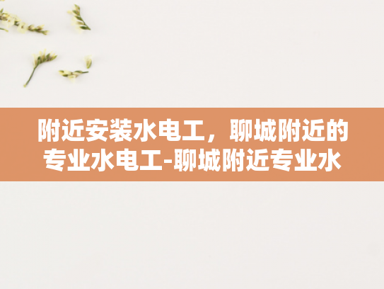 附近安装水电工，聊城附近的专业水电工-聊城附近专业水电工服务