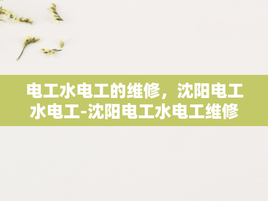 电工水电工的维修，沈阳电工水电工-沈阳电工水电工维修服务，确保家庭与工业安全