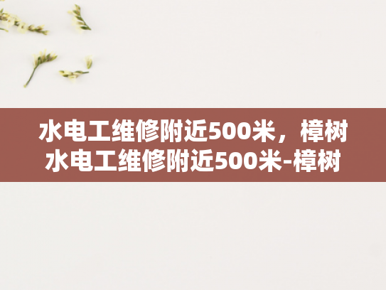 水电工维修附近500米，樟树水电工维修附近500米-樟树水电工维修服务，500米范围内，快速响应与专业维修