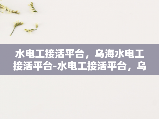 水电工接活平台，乌海水电工接活平台-水电工接活平台，乌海水电工接活平台的崛起与挑战