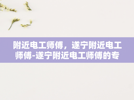 附近电工师傅，遂宁附近电工师傅-遂宁附近电工师傅的专业技能与服务