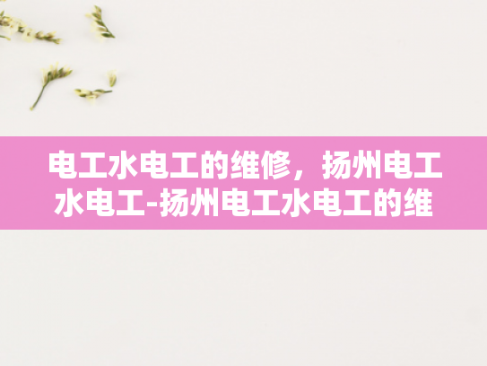 电工水电工的维修，扬州电工水电工-扬州电工水电工的维修服务