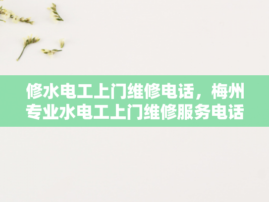 修水电工上门维修电话，梅州专业水电工上门维修服务电话-专业水电工上门维修服务，梅州地区您值得信赖的选择