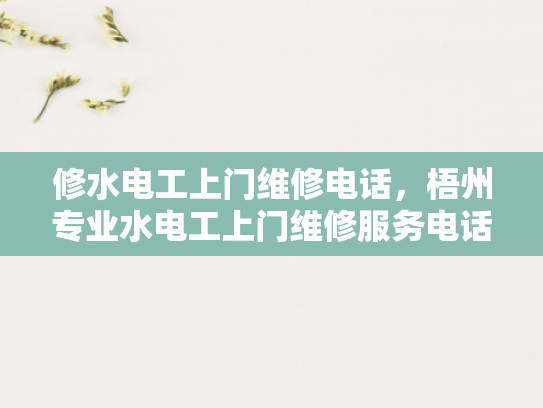 修水电工上门维修电话，梧州专业水电工上门维修服务电话-专业水电工上门维修服务，梧州地区您值得信赖的选择