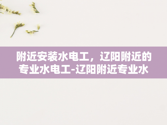 附近安装水电工，辽阳附近的专业水电工-辽阳附近专业水电工服务指南