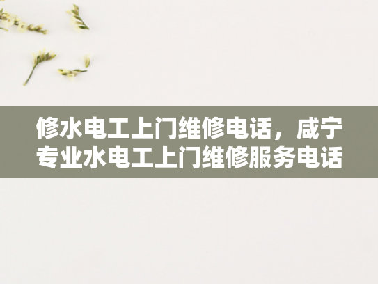 修水电工上门维修电话，咸宁专业水电工上门维修服务电话-专业水电工上门维修服务，为您的家居安全保驾护航