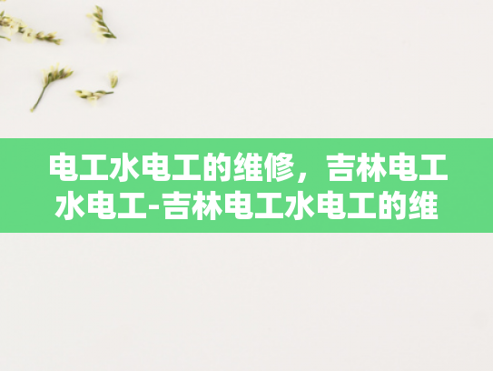 电工水电工的维修，吉林电工水电工-吉林电工水电工的维修服务